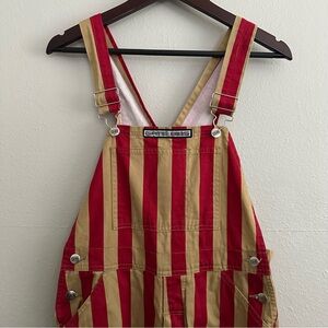 Game Bibs Adult Garnet/Metallic Gold College Stripes Overalls Sz S Unisex Party